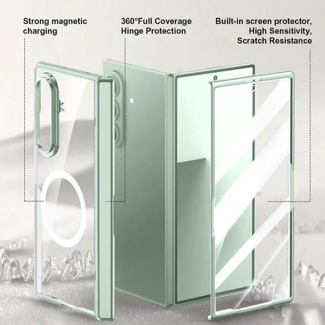 Alt view image 3 of 7 - Screen Protect Case for Samsung Galaxy Z Fold 7 - Compatible with MagSafe, Green
