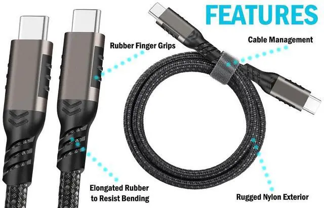 Alt view image 4 of 7 - USB-C / TYPE-C Rugged Braided Charge/Sync Cable for Phone - 1 Meter (3.2 feet)