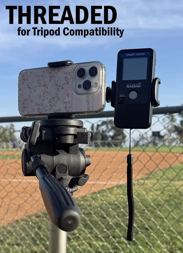 Alt view image 3 of 7 - Universal Fence or Tripod Mount - Dual Holder for Pocket Radar, Phone, Powerbank