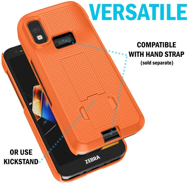 Alt view image 5 of 7 - Bright Orange Case Cover Stand and Belt Clip Holster for Zebra TC501 Scanner