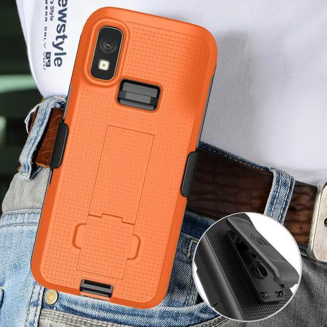 Alt view image 7 of 7 - Bright Orange Case Cover Stand and Belt Clip Holster for Zebra TC501 Scanner