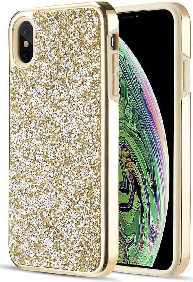 Main image of Gold Studded Rock Crystal Bling Rhinestone Case for Apple iPhone Xs Max 6.5"