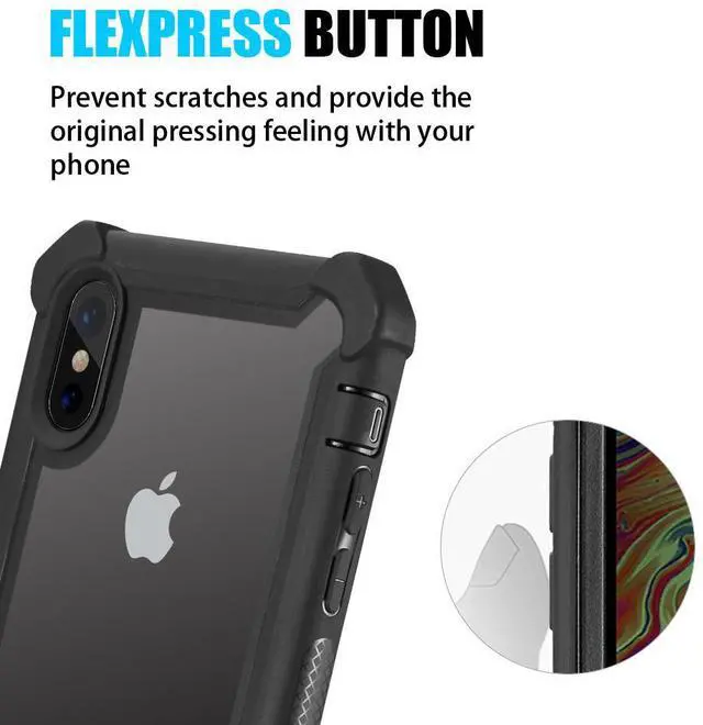 Alt view image 6 of 7 - Black Vispro Rugged Hybrid Case Clear Acrylic Hard Back for iPhone Xs/X/10s/10