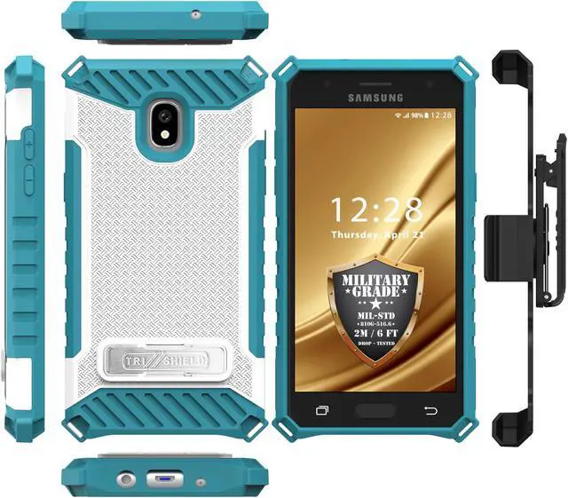Alt view image 5 of 6 - White/Turquoise Case + Belt Clip for Galaxy Express Prime 3, Amp Prime 3, Sol 3