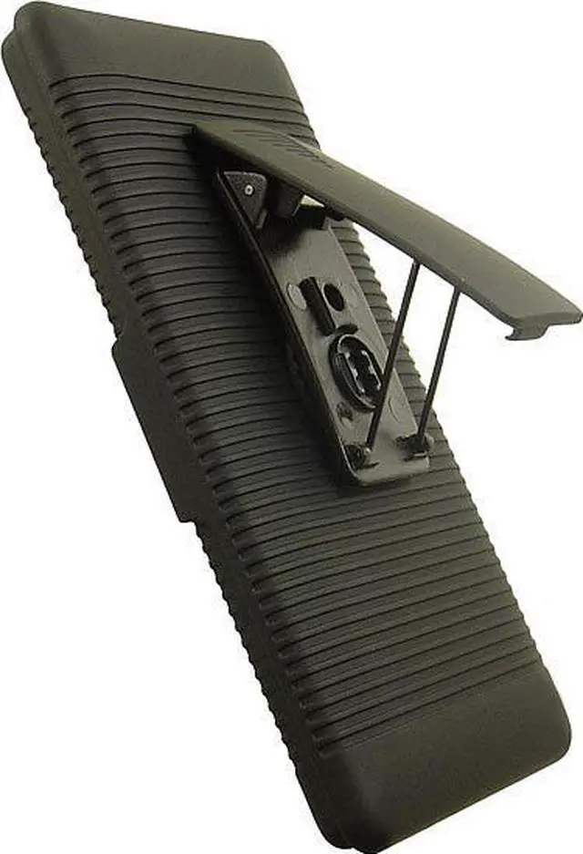 Alt view image 3 of 3 - BLACK RUBBERIZED HARD CASE COVER + BELT CLIP HOLSTER STAND FOR NOKIA LUMIA 830