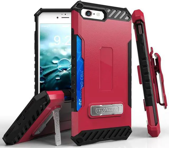 Main image of Hot Pink Case Stand Credit Card Slot Cover and Holster for iPhone SE 2022/2020