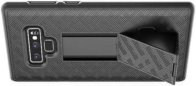 Alt view image 7 of 7 - Black Ribbed Case Kickstand Cover + Belt Clip Holster for Samsung Galaxy Note 9