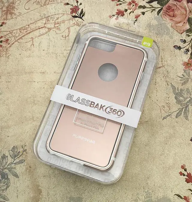 Main image of PureGear Rose Gold GlassBak 360 Case Aluminum Bumper for iPhone 8/7/6 PLUS