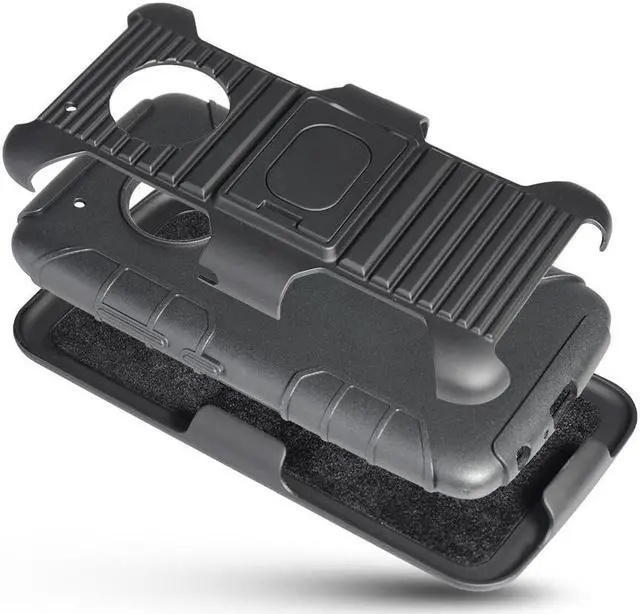 Alt view image 5 of 7 - BLACK RUGGED GRIP CASE COVER + BELT CLIP HOLSTER STAND FOR MOTOROLA MOTO G5 PLUS