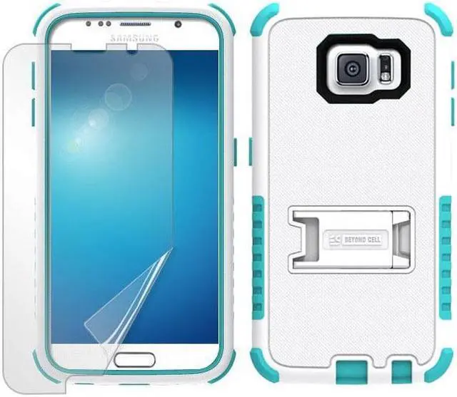 Main image of WHITE TURQUOISE RUGGED TRI-SHIELD HARD CASE COVER STAND FOR SAMSUNG GALAXY S6