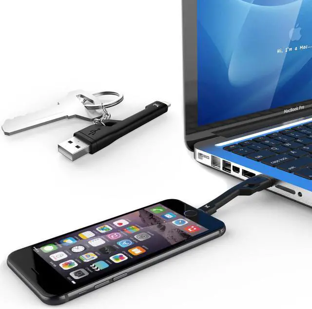 Main image of KiDiGi BLACK KNIGHT KEYCHAIN USB CHARGER CABLE FOR APPLE iPHONE 7 6s PLUS 5 SE