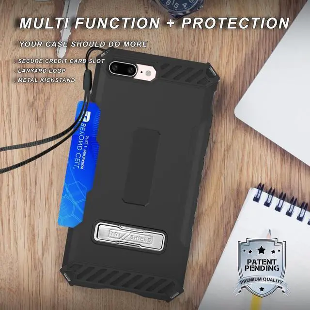 Alt view image 5 of 7 - BLACK TRI-SHIELD RUGGED CASE + BELT CLIP HOLSTER STRAP STAND FOR iPHONE 7/8 PLUS