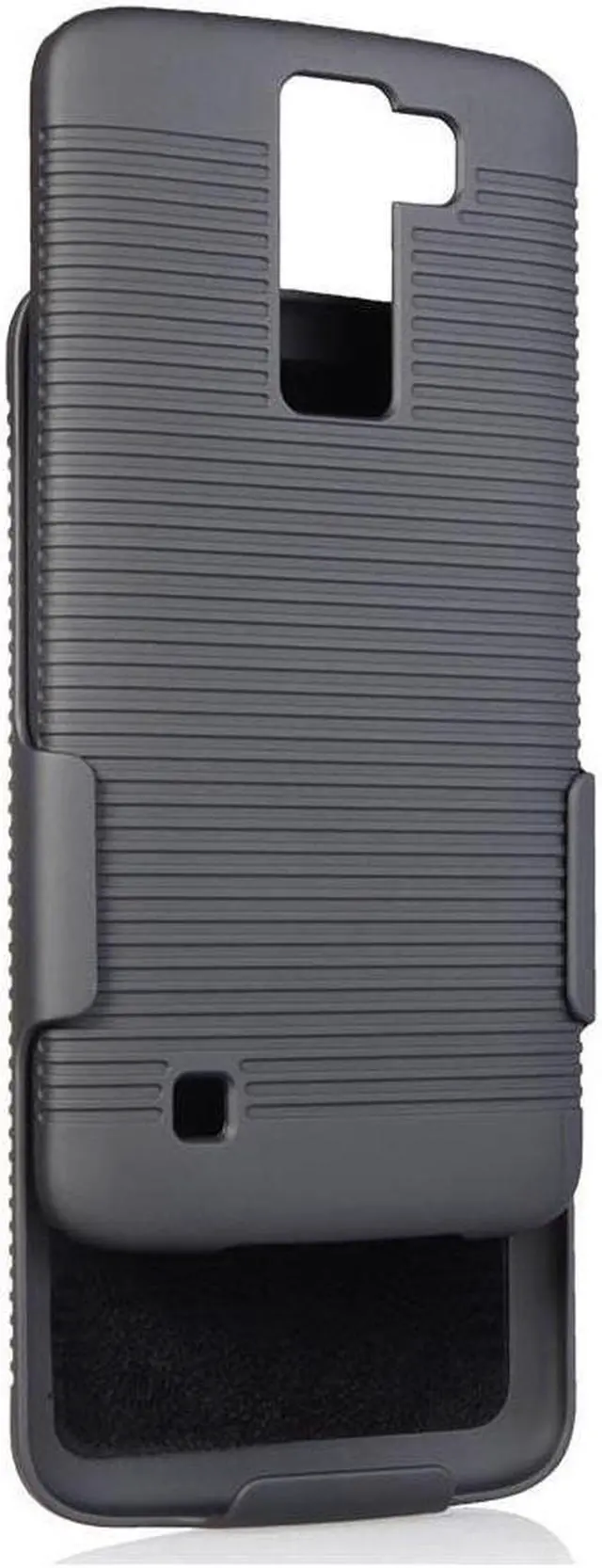 Alt view image 4 of 7 - BLACK RIBBED HARD CASE + BELT CLIP HOLSTER STAND FOR LG PHOENIX-2, K8, ESCAPE-3
