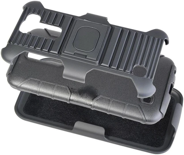 Alt view image 4 of 6 - BLACK GRIP RING CASE + BELT CLIP HOLSTER STAND FOR LG K10, LG PREMIER L62C K420N