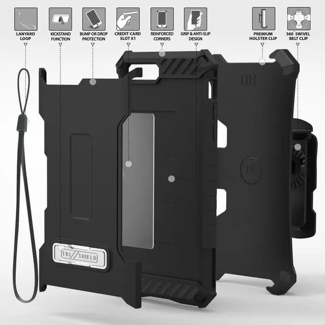 Alt view image 3 of 7 - BLACK TRI-SHIELD RUGGED CASE + BELT CLIP HOLSTER STRAP STAND FOR iPHONE 7/8 PLUS