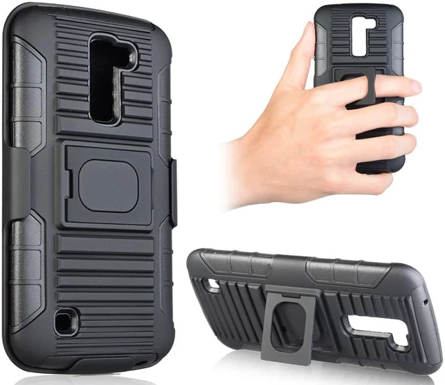 Main image of BLACK GRIP RING CASE + BELT CLIP HOLSTER STAND FOR LG K10, LG PREMIER L62C K420N