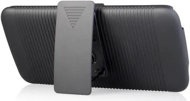 Alt view image 6 of 7 - BLACK RIBBED HARD CASE + BELT CLIP HOLSTER STAND FOR LG PHOENIX-2, K8, ESCAPE-3