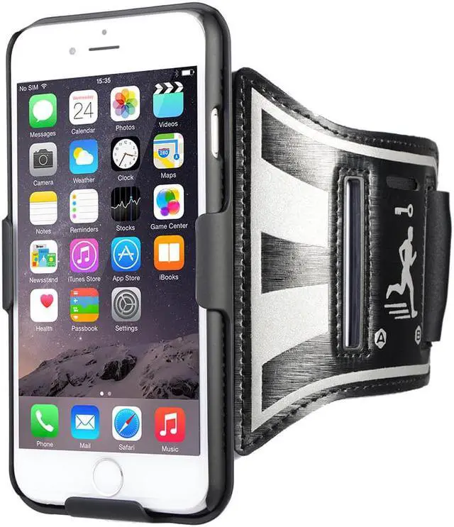 Alt view image 4 of 7 - BLACK CASE COVER + ARMBAND STRAP COMBO ROTATING/REFLECTIVE FOR iPHONE 6/6s PLUS