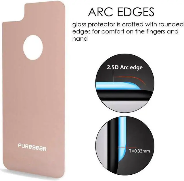 Alt view image 3 of 4 - ROSE GOLD PureGear Rear/Back Tempered Glass Protector for iPhone 6/7/8 PLUS