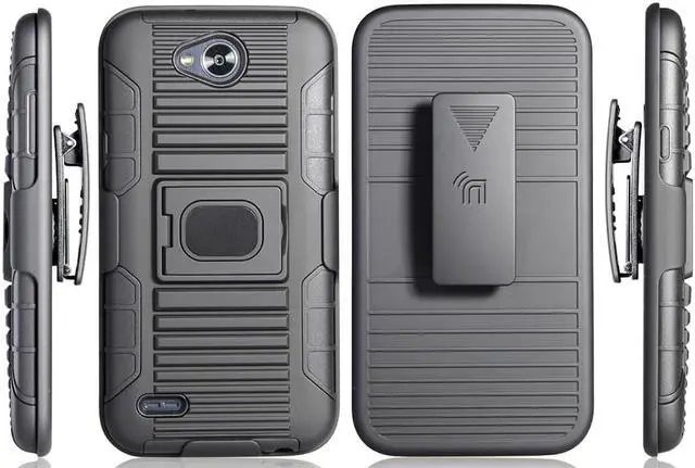 Alt view image 7 of 7 - Black Case + Belt Clip + Magnetic Car Mount for LG X Power 2, X Charge, Fiesta 2