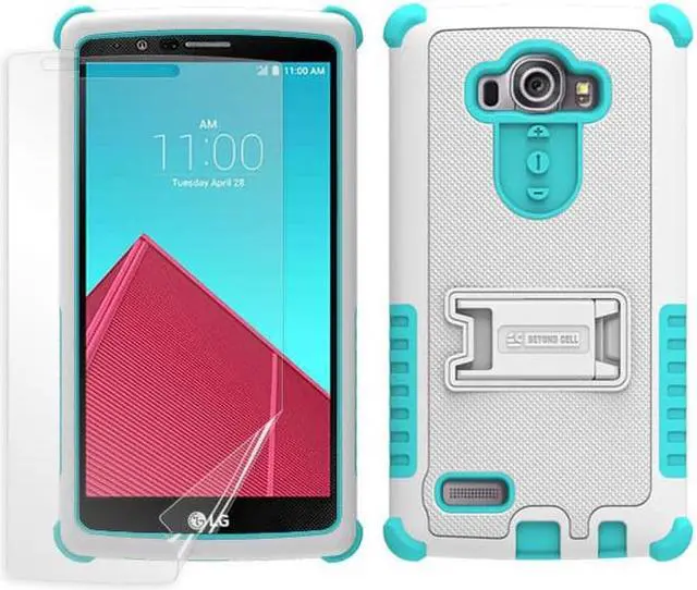 Main image of TURQUOISE WHITE TRI-SHIELD SKIN CASE COVER KICKSTAND SCREEN PROTECTOR FOR LG G4