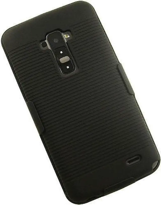 Main image of BLACK RUBBERIZED HARD CASE + BELT CLIP HOLSTER STAND FOR LG G FLEX GFLEX PHONE