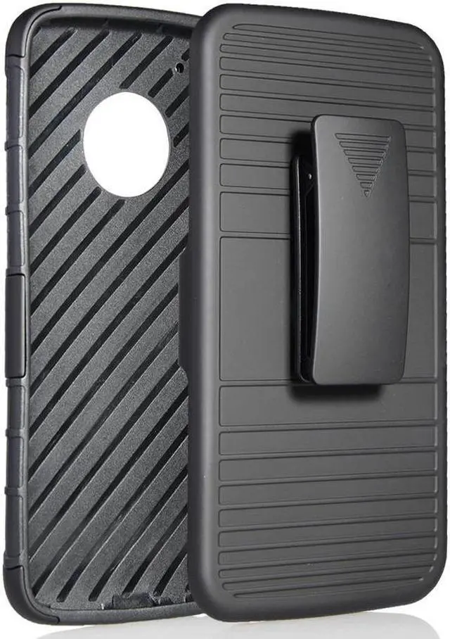 Alt view image 2 of 7 - BLACK RUGGED GRIP CASE COVER + BELT CLIP HOLSTER STAND FOR MOTOROLA MOTO G5 PLUS