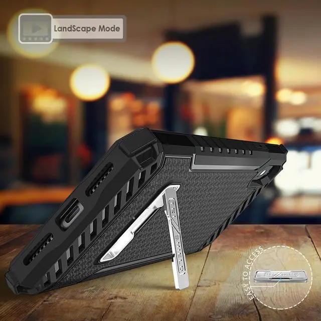 Alt view image 2 of 6 - Black Tri-Shield Rugged Case Cover Metal Stand + Strap for Apple iPhone Xs Max