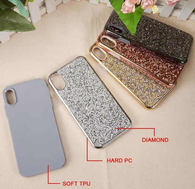 Alt view image 5 of 6 - Gold Studded Rock Crystal Bling Rhinestone Case for Apple iPhone Xs Max 6.5"