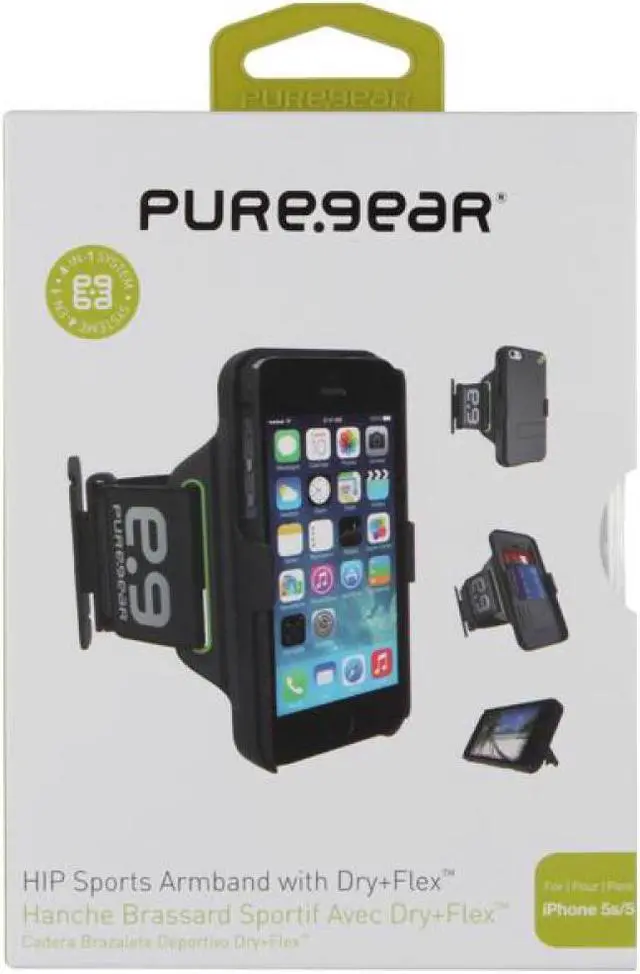 Alt view image 8 of 9 - PUREGEAR HIP SPORTS BLACK/LIME ARMBAND + CASE STAND FOR iPHONE 5 5s SE (2016)