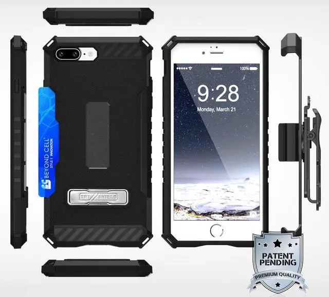 Alt view image 2 of 7 - BLACK TRI-SHIELD RUGGED CASE + BELT CLIP HOLSTER STRAP STAND FOR iPHONE 7/8 PLUS