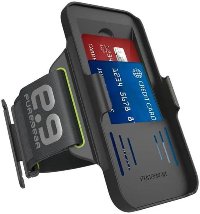 Alt view image 6 of 9 - PUREGEAR HIP SPORTS BLACK/LIME ARMBAND + CASE STAND FOR iPHONE 5 5s SE (2016)