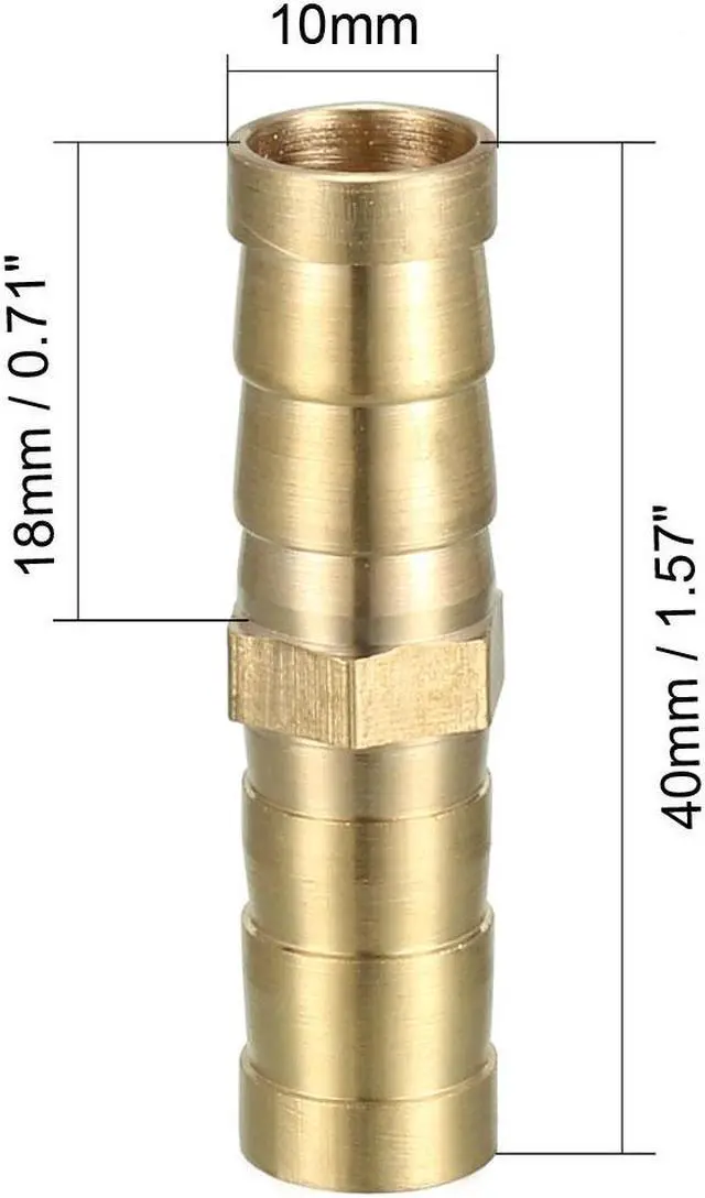 Alt view image 2 of 3 - 10mm Brass Barb Hose Fitting Straight Connector Joiner Air Water Fuel Boat 10pcs