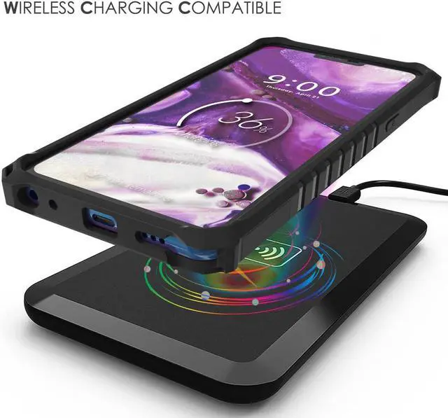 Alt view image 7 of 7 - Black Tri-Shield Rugged Case Cover with Kickstand Lanyard Strap for LG Stylo 5