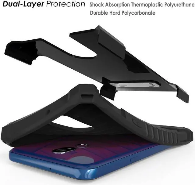 Alt view image 4 of 7 - Black Tri-Shield Rugged Case Cover with Kickstand Lanyard Strap for LG Stylo 5