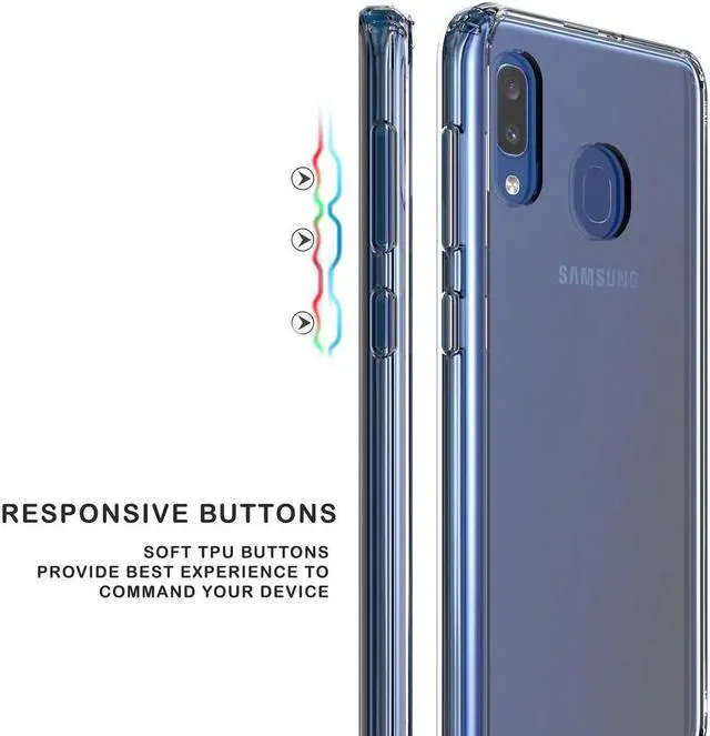 Alt view image 2 of 6 - AquaFlex Transparent TPU Anti-Shock Clear Case Slim Cover for Samsung Galaxy A20