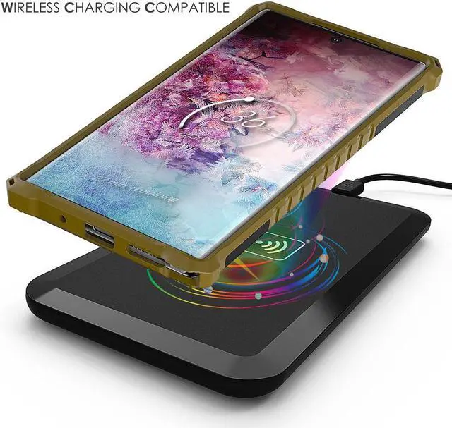 Alt view image 3 of 7 - Brown Rugged Tri-Shield Case Cover Kickstand Wrist Strap for Galaxy Note 10 Plus