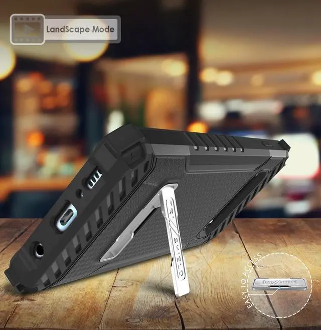 Alt view image 4 of 8 - Case For Galaxy S10 Plus, Black Tri-Shield [Military Grade] Rugged Cover With Metal Kickstand [Includes Wrist Strap Lanyard] For Samsung Galaxy S10+ Phone (Sm-G975)