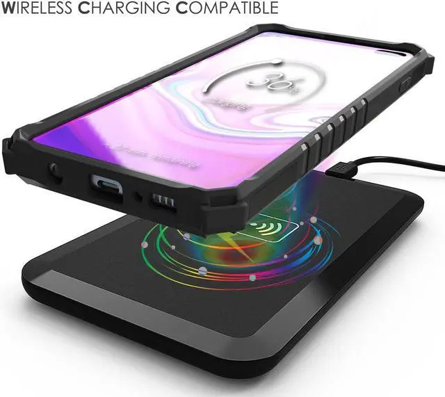Alt view image 8 of 8 - Case For Galaxy S10 Plus, Black Tri-Shield [Military Grade] Rugged Cover With Metal Kickstand [Includes Wrist Strap Lanyard] For Samsung Galaxy S10+ Phone (Sm-G975)