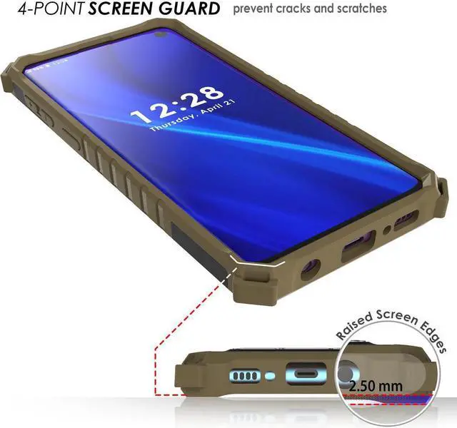 Alt view image 5 of 7 - Brown Rugged Tri-Shield Case Cover Kickstand Wrist Strap for Samsung Galaxy S10