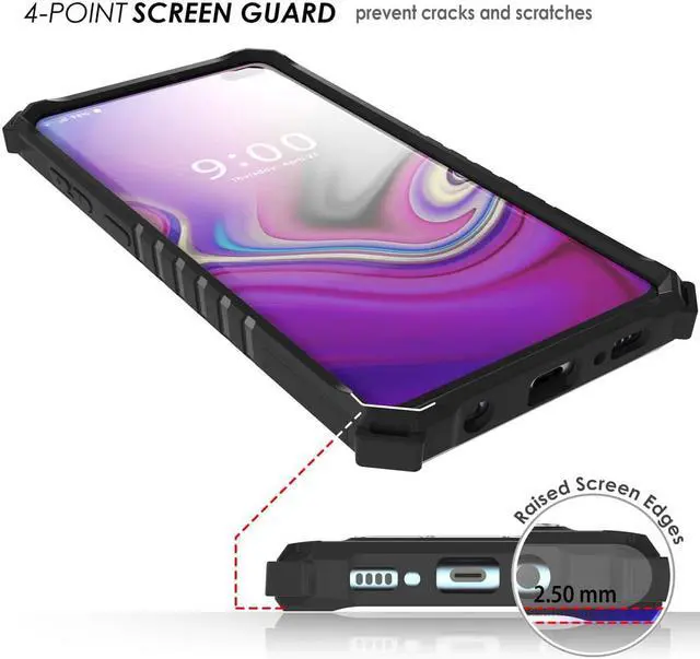 Alt view image 6 of 8 - Case For Galaxy S10 Plus, Black Tri-Shield [Military Grade] Rugged Cover With Metal Kickstand [Includes Wrist Strap Lanyard] For Samsung Galaxy S10+ Phone (Sm-G975)