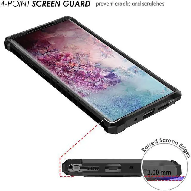 Alt view image 5 of 7 - Black Rugged Tri-Shield Case Cover Kickstand + Lanyard for Galaxy Note 10 Plus