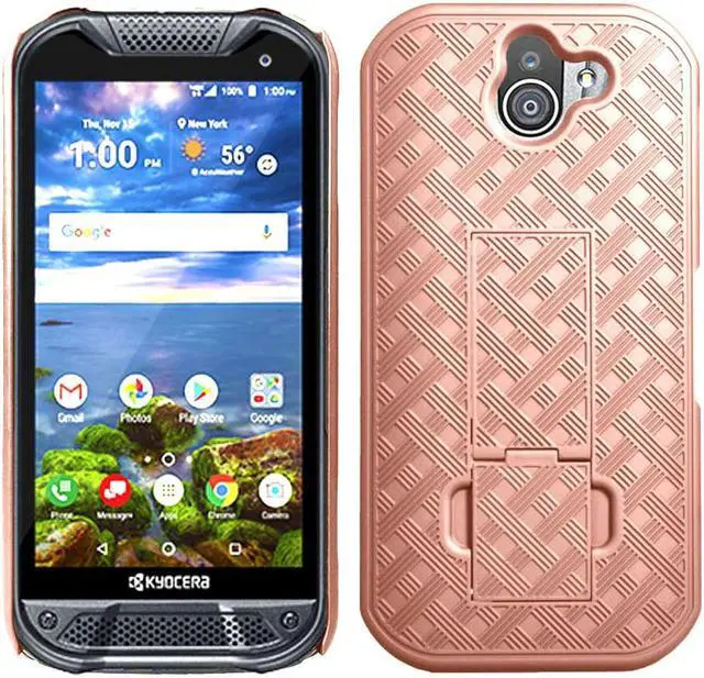 Alt view image 2 of 7 - Rose Gold Pink Kickstand Case Hard Cover for Kyocera DuraForce Pro 2 E6910