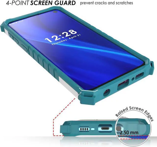 Alt view image 5 of 7 - White Turquoise Rugged Case Cover with Kickstand Lanyard for Samsung Galaxy S10