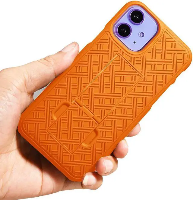 Alt view image 5 of 7 - Bright Orange Slim Case Hard Shell Cover with Kickstand for Apple iPhone 11