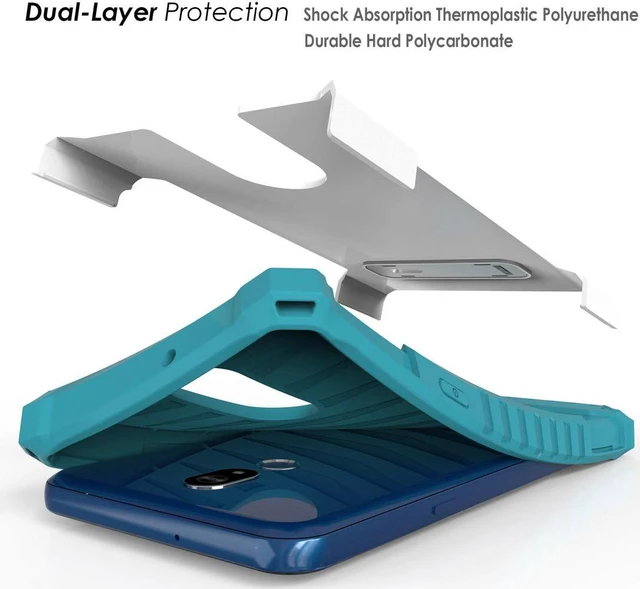 Alt view image 4 of 7 - White/Turquoise Tri-Shield Rugged Case Cover Stand Wrist Strap for LG Stylo 5