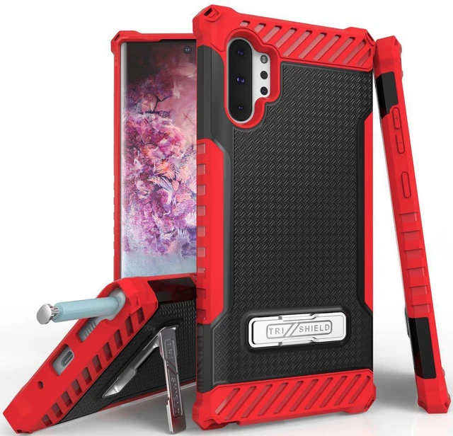 Main image of Red Rugged Tri-Shield Case Cover Stand + Wrist Strap for Galaxy Note 10 Plus