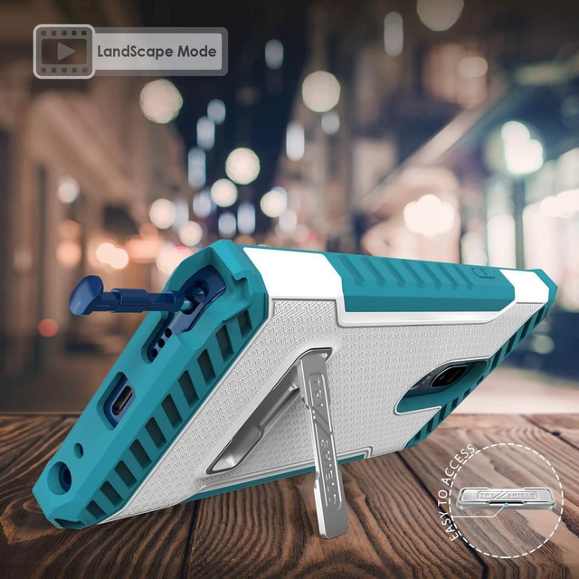 Alt view image 2 of 7 - White/Turquoise Tri-Shield Rugged Case Cover Stand Wrist Strap for LG Stylo 5