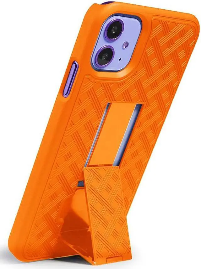 Alt view image 2 of 7 - Bright Orange Slim Case Hard Shell Cover with Kickstand for Apple iPhone 11