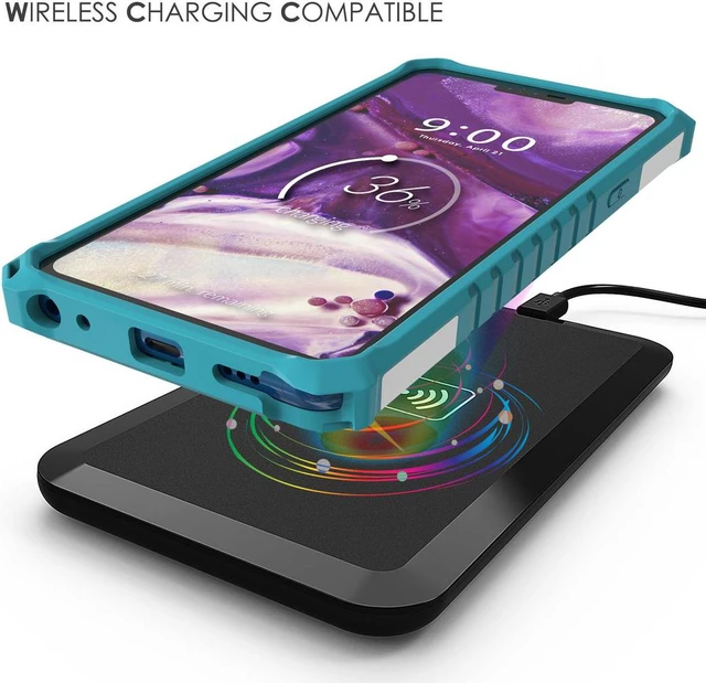 Alt view image 7 of 7 - White/Turquoise Tri-Shield Rugged Case Cover Stand Wrist Strap for LG Stylo 5